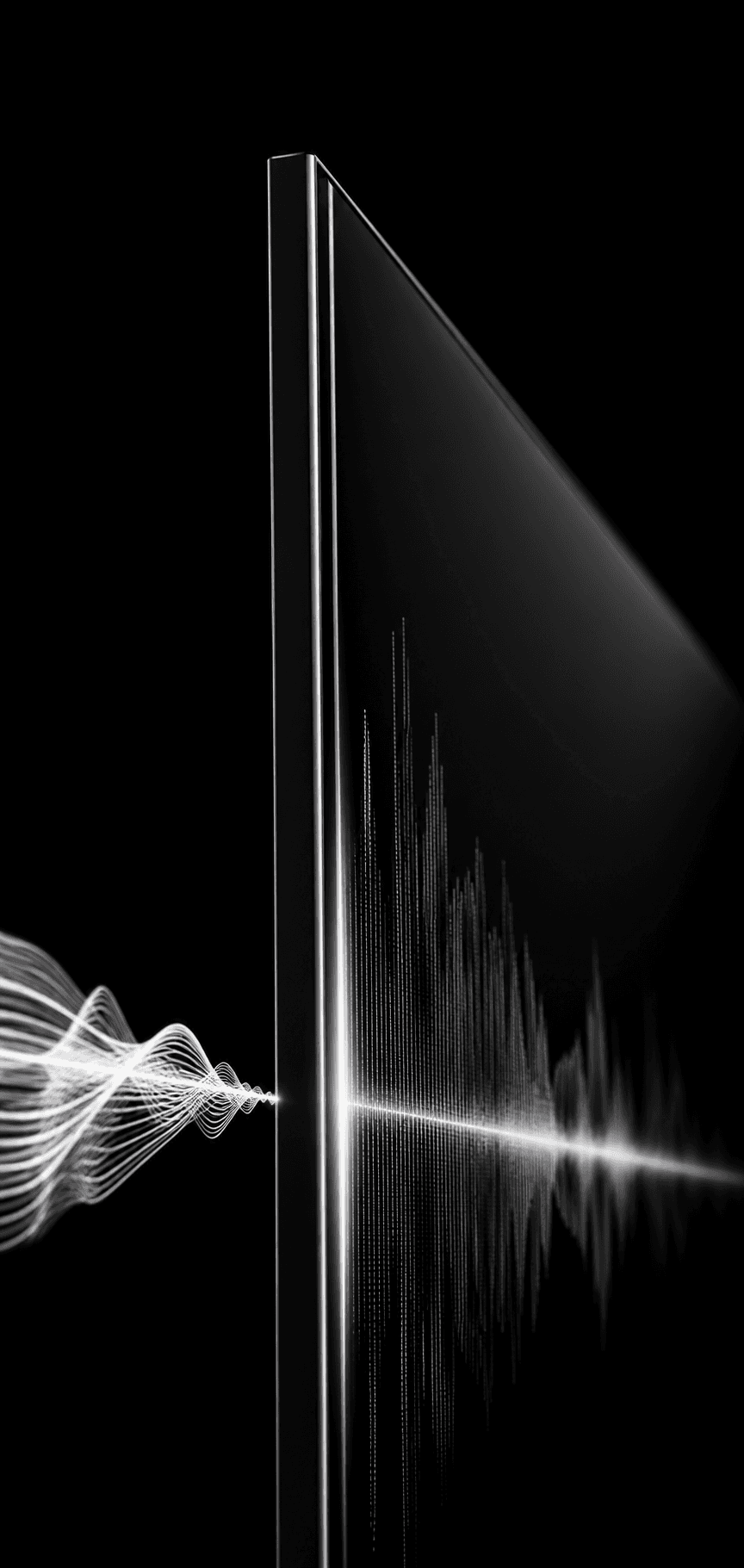 A waveform entering the edge of a television